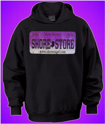 Shore Store License Plate Purple Distressed   Hoodie 386 - Shore Store 