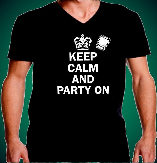 Keep Calm Party On V-Neck M 558 - Shore Store 