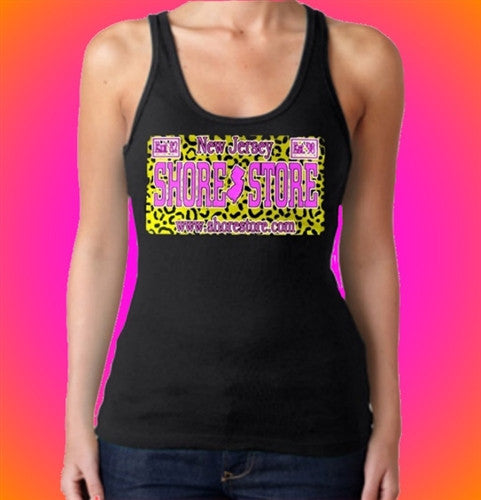 Gold Leopard License Plate Tank Top W 435 - Shore Store 