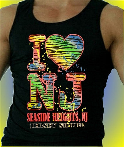 I Heart NJ Neon Tiger Tank Top M 464 - Shore Store 