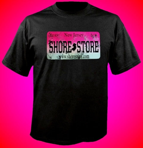 Shore Store Pink License Plate Distressed T-Shirt 499 - Shore Store 