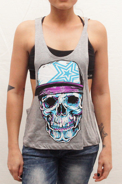 Pauly D Grey Womens Tank Top with Skull Print - Shore Store 